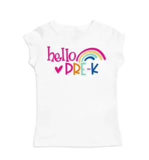 Sweet Wink Girls White HELLO PRE-K Short Sleeve Shirt