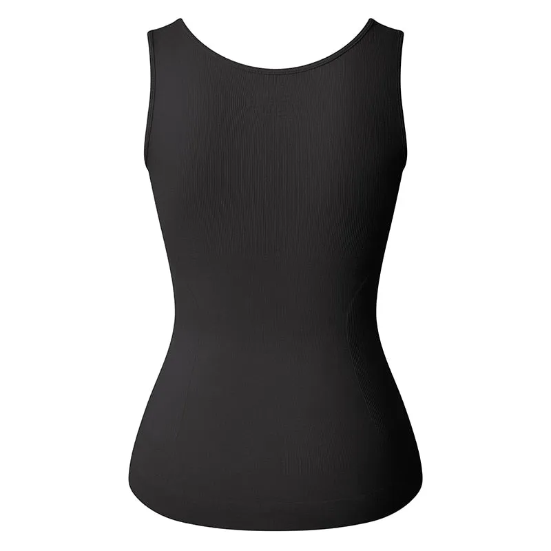 Tank Top Shapewear with Built in Bra Shelf Bra Casual Wide Strap Basic Camisole Sleeveless Top Shaper with Removable Bra