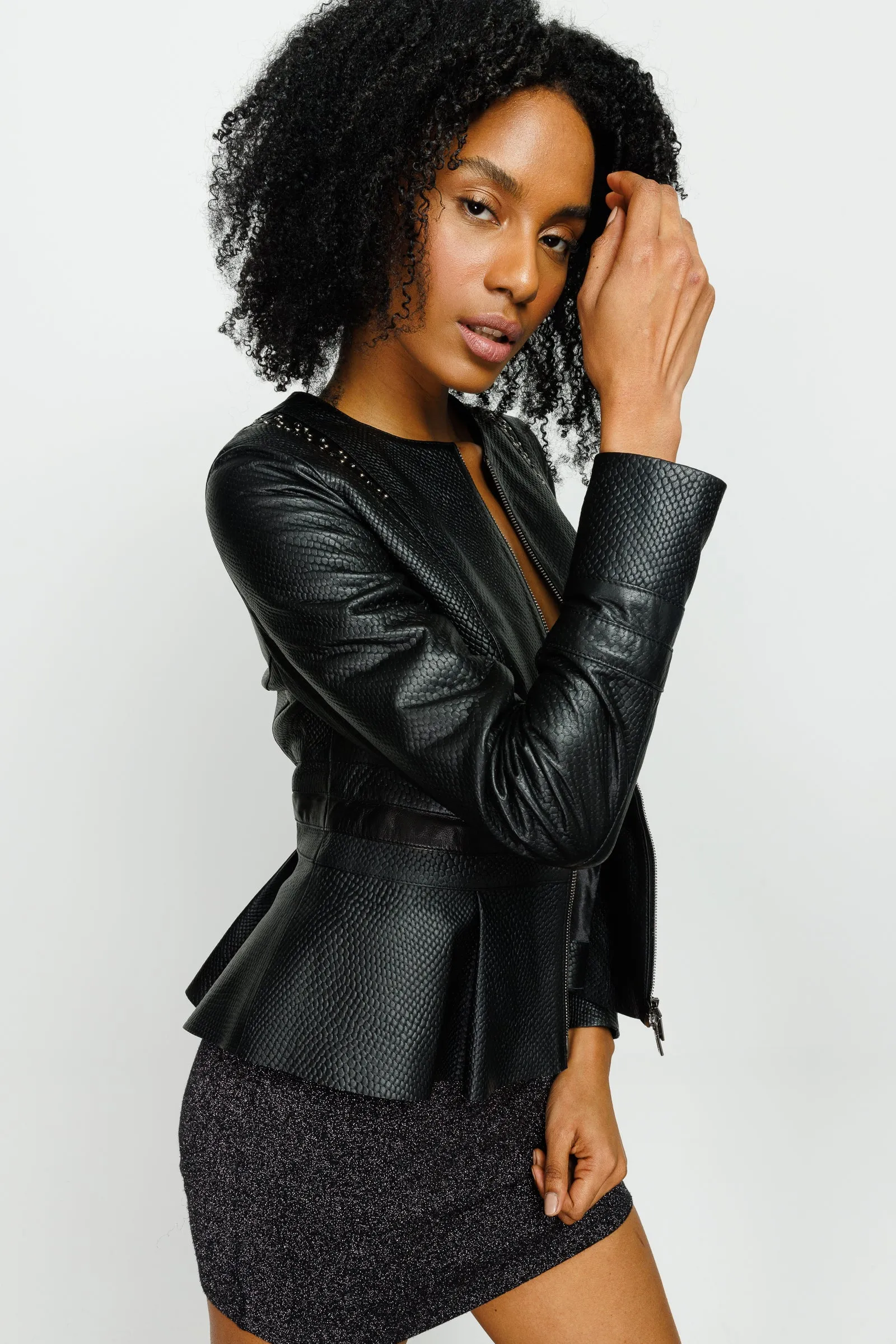 The Montorino Leather Black Women Jacket