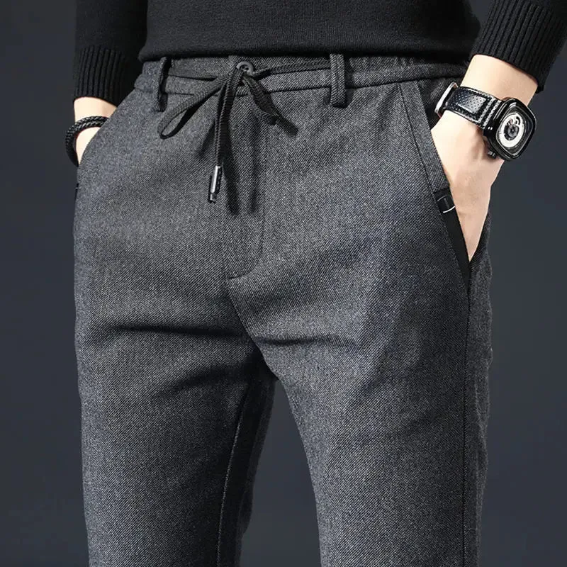 Thicken Men's Casual Sport Pants. Male Clothing. New Solid Full Straight Trousers