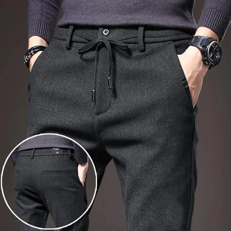 Thicken Men's Casual Sport Pants. Male Clothing. New Solid Full Straight Trousers