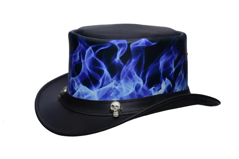 Top Hat Leather Black Top Hat Steampunk Hat Gothic hat Victorian Hat Biker Hat Halloween Hat Halloween Costumes Halloween gifts