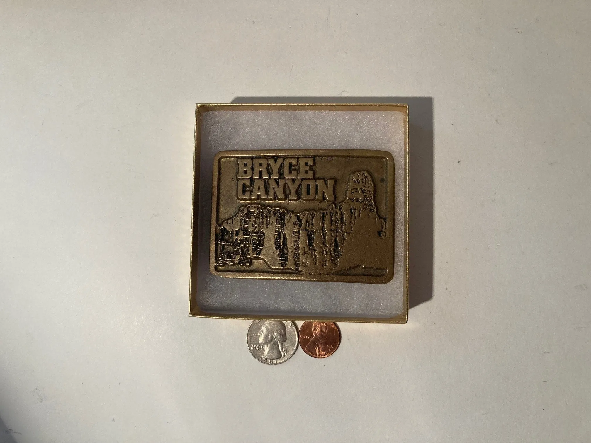 Vintage Metal Belt Buckle, Bryce Canyon, National Park, Nice Design, 3" x 2 1/4", Heavy Duty, Quality, Thick Metal, Made in USA, For Belts