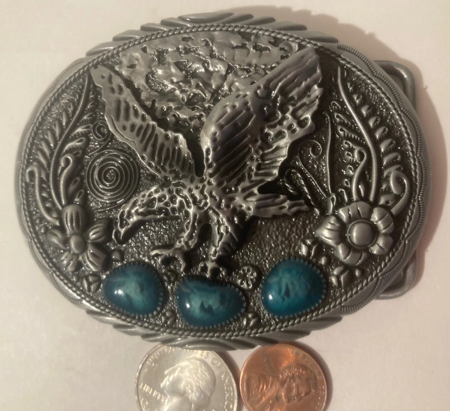 Vintage Metal Belt Buckle, Eagle, Quality, Heavy Duty, Made in USA, Fashion, Belts, Shelf Display, Collectible Belt Buckle