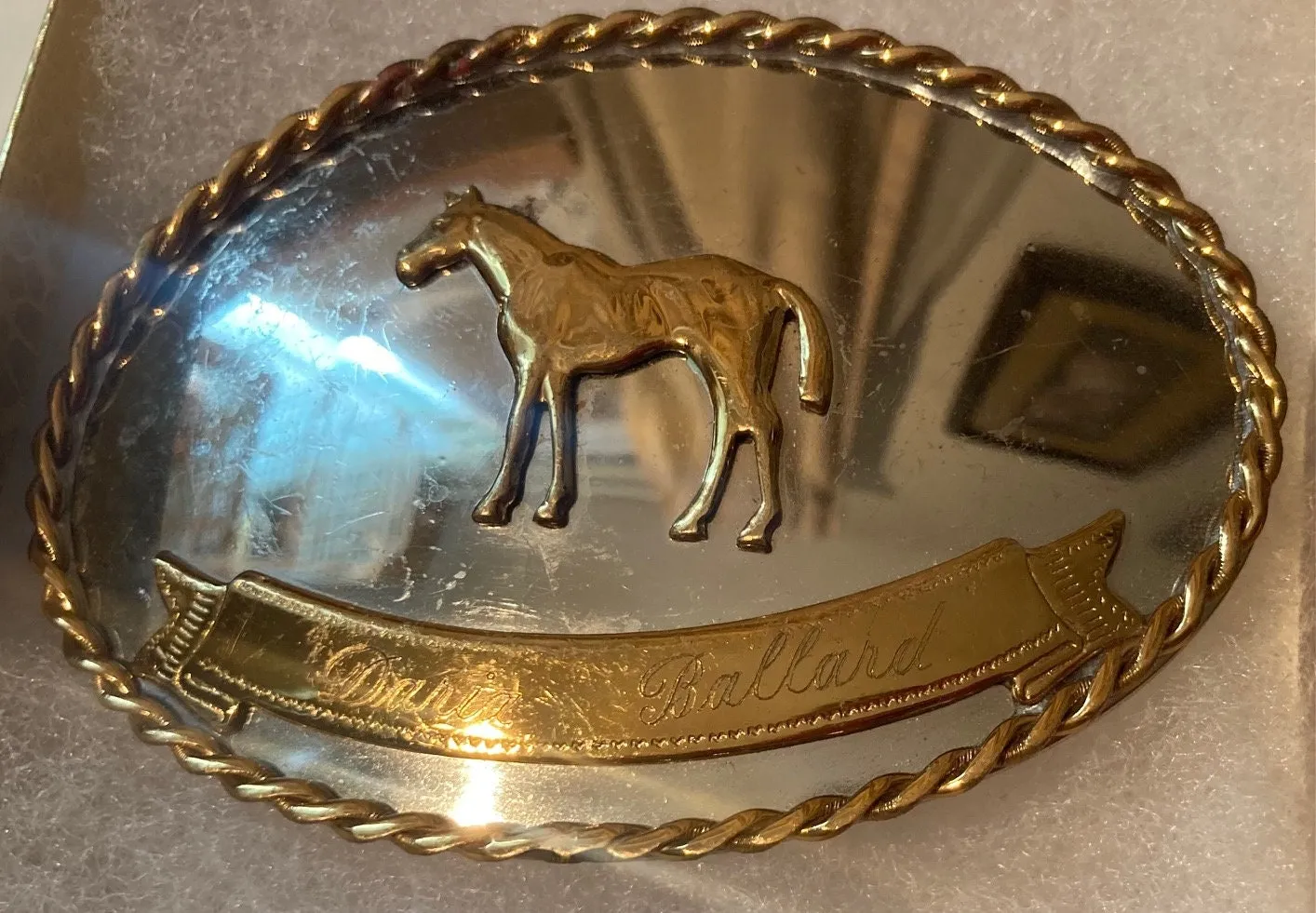 Vintage Metal Belt Buckle, German Silver and Nice Horse Design, Engraved, Nice Western Style Design, 3 1/4" x 2 1/4", Heavy Duty, Quality