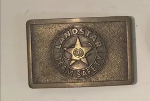 Vintage Metal Belt Buckle, Landstar Team Safety, Standard Size, Heavy Duty, Quality, Thick Metal, For Belts, Fashion,