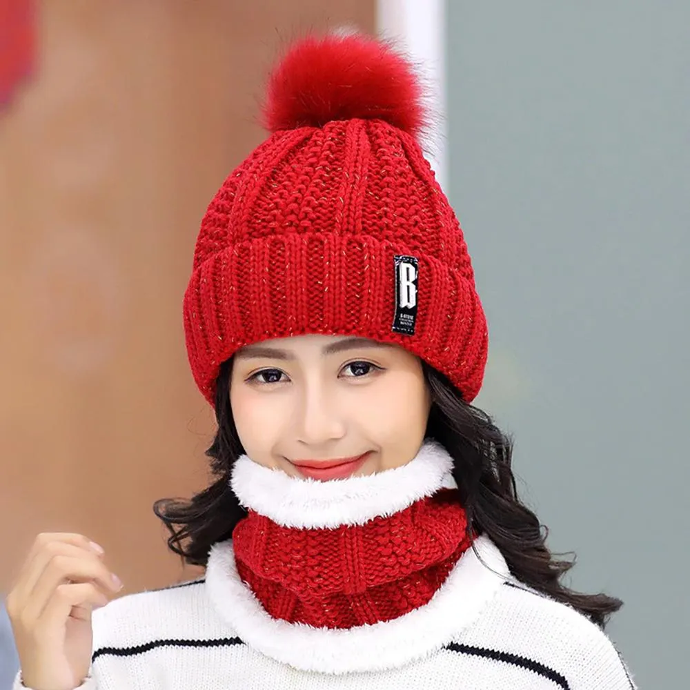 Winter Fashion Soft Knitted Bonnet Set