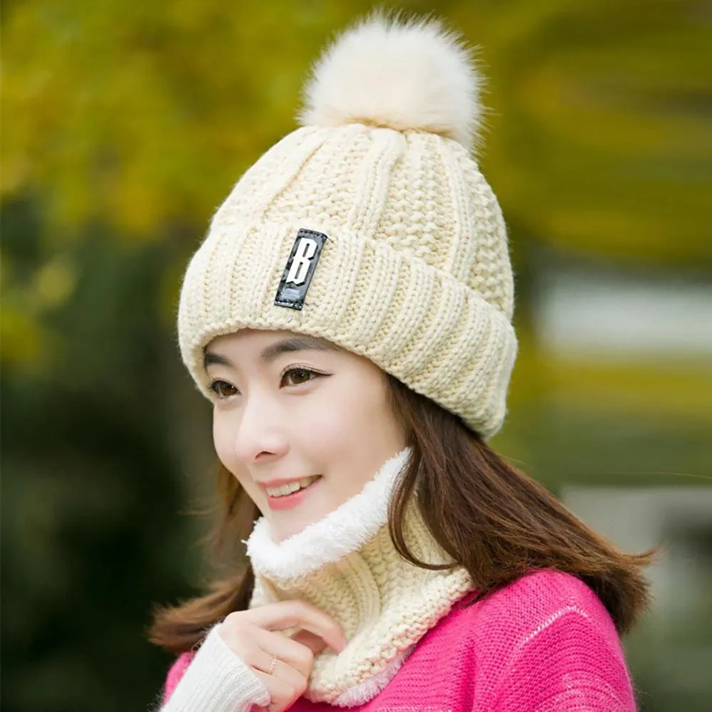 Winter Fashion Soft Knitted Bonnet Set