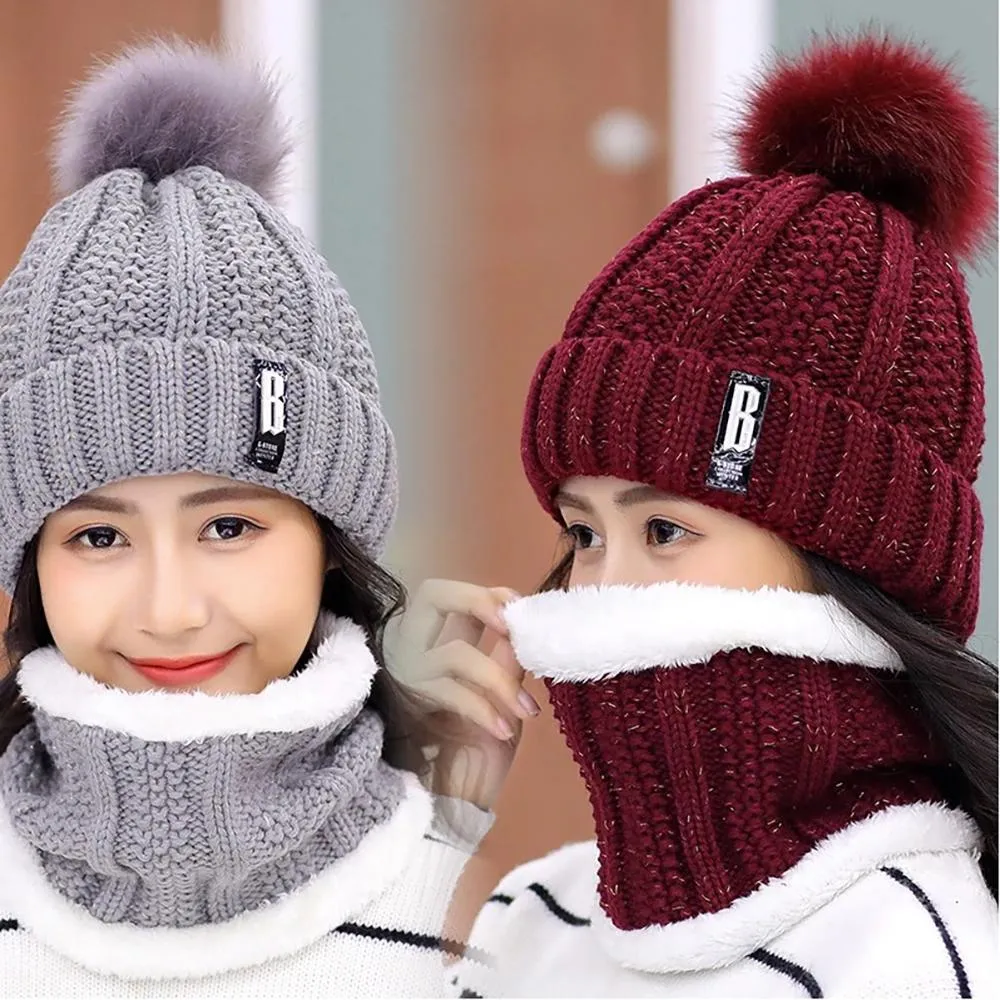 Winter Fashion Soft Knitted Bonnet Set