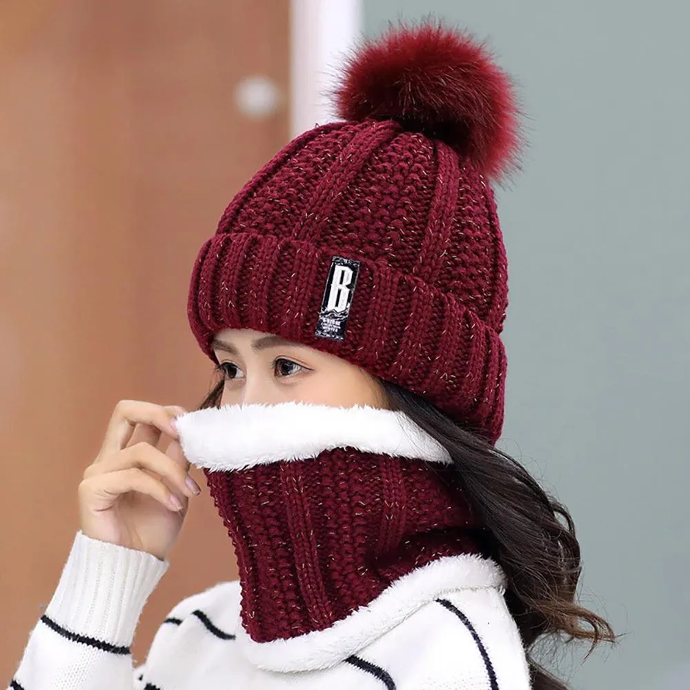 Winter Fashion Soft Knitted Bonnet Set