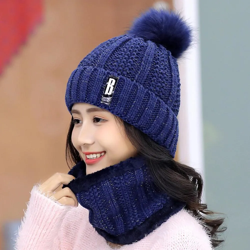 Winter Fashion Soft Knitted Bonnet Set