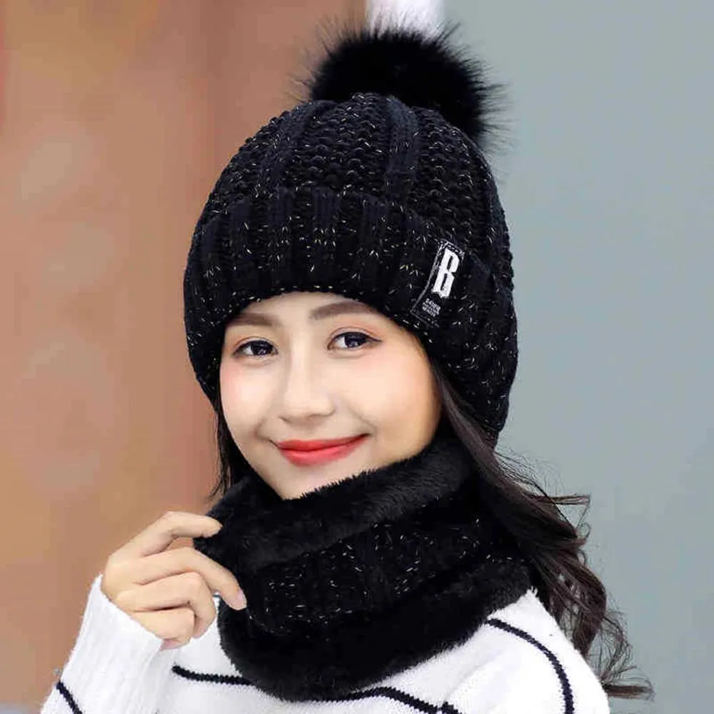 Winter Fashion Soft Knitted Bonnet Set