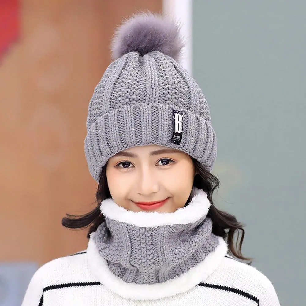 Winter Fashion Soft Knitted Bonnet Set