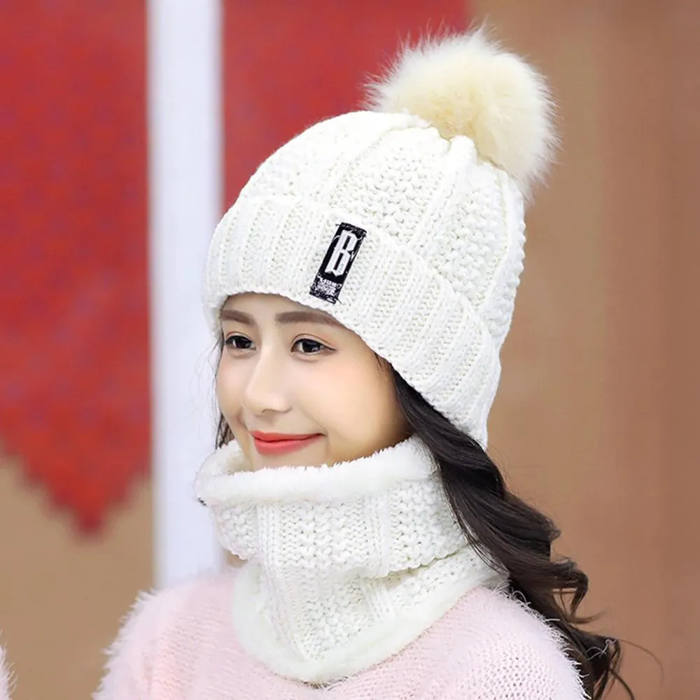 Winter Fashion Soft Knitted Bonnet Set