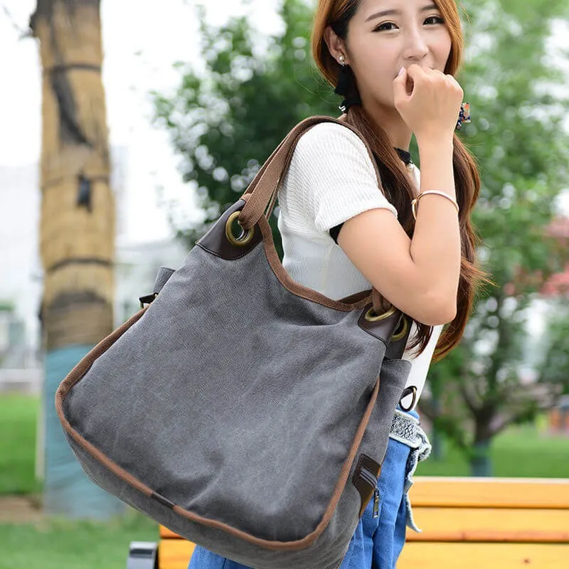 women's canvas large capacity practical korea fashion simplism crossbody bag