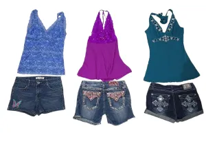 Y2k Beaded shorts & elegant tops - 15 pcs - 6/11/24